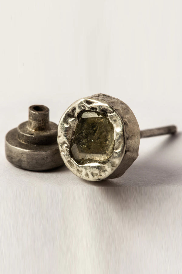 Parts of Four stud earrings (fuse, 0.2 CT, yellow diamond plate) 1235-7-DA10KW PPOF44+YDIA
